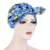 Шарфы милый лук турбан Женский цветочный принт шляпа шляпа Bowknot Femme Fashion Geometric Beanie Heads