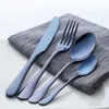 Dinnerware Sets 4/8/16/24pcs Stainless Steel Cutlery Set Blue Dinner Knife Fork Spoon Tableware Wedding Christmas