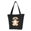 Borse per la spesa Meditazione personalizzata Yoga Shih Tzu Dog Canvas Women Reusable Grocery Pet Puppy Shopper Tote
