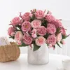 Flores decorativas Simulação Flor Atraente Toque Real Sem necessidade de regar Melhoria da casa Peônia Artificial Falsa