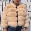 Casaco de pele feminina mistura natural jaqueta de inverno feminina natural de alta qualidade real 230615