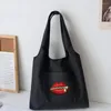 Evening Bags Fashion Ins Canvas Vest Bag Mouth Pattern Single Shoulder Large Capacity Tote Women Leisure Shopping Book