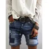 Jeans denim hög midja shorts kvinnors snäva överdimensionerade avslappnade sommar kort stretch blå vatten street retro byxor