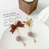 Neue Mode Weihnachtsgeschenk Weihnachten Elch Ohrringe Quasten Ohrringe süßer Dangle Ohrring für Frauen Schmetterling Knoten Star Anhänger Drop Ohrring