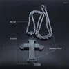 Pendant Necklaces Stainless Steel Christianity Cross Necklace Black Color Gothic Crucifix Symbol Easter Unisex Chain Jewelry Collier Homme