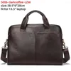 Bortkroppar Bag Executive for Men's Portcase äkta läder Laptop Porte Document Business Handbag