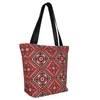 Boodschappentassen Custom Oekraïne Oekraïens Borduurwerk Ornament Canvas Vrouwen Wasbare Boodschappen Boho Shopper Tote