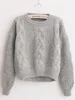 H.SA Kobiety swetry ciepłe pullover i skoczki Crewneck Mohair Pullover Twist Pull Skocznicy jesień 2021 Knitte swetry