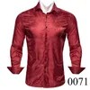 Chemises Casual Homme Designer Soie Pour Homme Bleu Noir Rouge Vert Blanc Or Rose Marron Violet Paisley Fleur Manches Longues Printemps Slim Tops