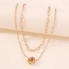 Pendant Necklaces 2023 Trend Personality Alloy Round Bead Chain Necklace Neck Sexy Double Collarbone