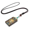 Colliers pendentifs WANGAIYAO Collier en ébène fait à la main vintage Daini Raku Jaune Dieu de la richesse Style ethnique Chandail Chaîne Ornements suspendus