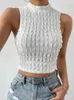 Vrouwen Tanks Zomer Sexy Geplooide Bubble Cropped Vrouwen Tank Tops 2023 Mouwloze O-hals Seersucker Vest Vrouwelijke Y2k Mode Dame streetwear