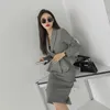 Work Dresses Arrival Fashion Korean Style Sets For Women Temperament Slim Pencil Skirt And Vintage Ruffles Jacket Sexy Two Piece Set