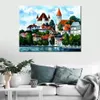 Handgefertigte Landschaftskunst auf Leinwand, Deutschland, Wolken über dem Rhein, lebendiges Straßenkunstwerk, Gemälde, Heimdekoration