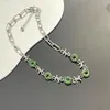 Pendanthalsband Vintage Faux Jade Patchwork Thorns For Women Ins Sweet Cool Light Luxury Premium Design Necklace Party Jewelery Gift