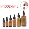 Amber Glass Liquid Reagent Pipette Bottles Eye Dropper Aromatherapy 5ml-100ml Essential Oils Perfumes bottles wholesale free DHL Ofqam