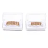 Neus Ringen Studs Volledige Oranje Kleur Kubieke Zirkoon Fangs Tanden Top Bottom Grills Mond Punk Caps Cosplay Party Rapper Hip Hop Sieraden 230614