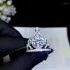 Anelli a grappolo Anello di pietre preziose moissanite lampeggiante stile corona di moda per gioielli da donna Gemma rotonda in argento 925 reale lucido meglio del diamante