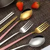 Dinnerware Sets High Quality 3Pcs Portable Chopsticks Fork Spoon Travel Cutlery Set Eating Tool Product Selling Household