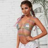 Canotte da donna Donna Bling Diamond Mesh Crop Top Fishnet Scava fuori Corsetto See Through Party Clubwear Camicie Scollo a V Canotte Abiti