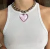 Gargantilla de los años 90, cadena de cuentas estéticas, collar de corazón de amor para mujer, collares con colgantes de corazones rosas de Hip Hop Grunge, regalo para chica Rave, joyería Y2k