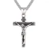 Chaînes en acier inoxydable hommes femmes jésus croix pendentif collier 60cm longueur mode religiou pâques bijoux femme cadeau goutte