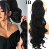 Rabo de cavalo com cordão sintético de 24 polegadas – Cabelo ondulado longo e encaracolado – Variedade de estilos para escolher – Perfeito para adicionar comprimento e volume