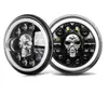 جديد 1/2pcs 7inch مصباح الأمامي LED RUND SKULL Angel Angel Eyes Colorful Halo DRL لجيب Wrangler Lada 4x4 Niva Off Road دراجة نارية