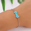 Charm Bracelets Trendy White Blue Opal Bracelet Female Creative Dog Bone Rose Gold Silver Color Chain For Women Jewelry