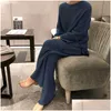 Femmes Deux Pièces Pantalons Femmes Plus La Taille Ensemble Femmes Vêtements 2021 Automne Vêtements Haute Couture Costume Fat Sister Chandail Large Jambe Drop D Dhvqe