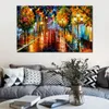 Splendido paesaggio su tela Improvvisazione di luci Dipinto a mano Strade urbane Pittura Lobby Decor