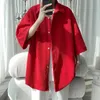 メンズカジュアルシャツの夏の短袖シャツメンズファッション特大の男性韓国のルーズチェックメンズレッドブラックベージュドレス