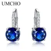 Ear Mankiet Umcho stworzyło niebieski szafirowy kamień szlachetny dla kobiet solidny 925 Srebrny srebrny ślub impreza grzywny biżuteria 230614
