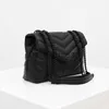 Evening Bags 2023 Luxury Handbag Shoulder Bag Brand LOULOU YShaped Designer Seam Leather Ladies Metal Chain Black Clamshell Messenger Chain Bags Box Who J230615