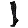 Women Socks Spring And Summer Outdoor Sports Elastic Breathable Pressure Black White Series Mid-tube Compression For