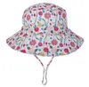 Ins Children Bucket Hat Sun Fish Visor Flower Animal Dinosaur Printed Sunhats Baby Fashion Summer Beach Caps Casual Children Gift