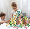 Puppenhaus Modèle Kits de Construction Jouet Filles DIY Maison de Poupée Maquette en Bois a Construire Blocs de Construction Ensemble Jouets Éducatifs Pour Enfants Cadeaux