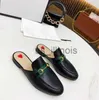 Slippers Designer Mules Slippers Leather Sandals Casual Shoes Chain Shoe Women Loafers Horsebit Half Drag Princetown Metal Cowhide Slipper J0615