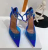 Amina muaddi strass alti tacchi alti scarpe e sandali in vetro trasparente in vetro in PVC Wedding wedding sandali con tacchi alti cristalli con scatola 35-42