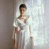 Wedding Dress Beach Dresses Bow V-Neck A-line Short-sleeve Lace-up Ivory Gowns For Bride On Sale