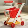 Kitchens Play Food Shopping Car Toy Kids Large Supermarket Shopping Cart Trolley Push Car Toys Basket Simulation Fruit Food Pretend Play House Girl 230614