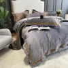 Set di biancheria da letto Grigio Rosa Set di lusso Copripiumino liscio in velluto Federe per lenzuola 4 pezzi per l'inverno