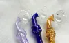 Colorful Handle Skull Smoking Pipe Glass Pipes Handle Curved Skull Glass Oil Burner Pipe 12cm Mini Smoking Tube