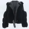 Women' Blends MENINA BONITA Real Fur Coat Vest Winter Jacket Women Natural Genuine Leather Outerwear Detachable Streetwear Locomotive 230615