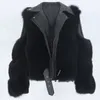 Femmes 'Mélanges MENINA BONITA Véritable Manteau De Fourrure Gilet Veste D'hiver Femmes Naturel En Cuir Véritable Survêtement Détachable Streetwear Locomotive 230615