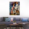 Art contemporain texturé Ladys en blanc peint à la main Street Scenic Canvas Painting Bedroom Decor