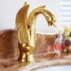 Badezimmer-Waschtischarmaturen, Waschbecken-Wasserhahn, Messing, modisch, zart, Schwanen-Design, Waschbecken, Einlochmontage, Kaltwasser, Gold/Silber, Mischbatterien