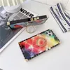 Luxury Geometric Print Gradient Square Plating Vogue Phone Case för iPhone 14 13 12 11 Pro Max Samsung Galaxy S23 Ultra S22 S21 S20 Ring Holder Rhombus Pattern Shell