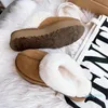 Designer Platform Wool Päls Slipper Slides Classic Mini Boot Scuff Suede Upper Women Sandal Mules Storlek 35-40