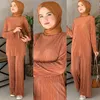 Müslüman kadınların üstleri İslami Setler Abaya Türkiye Kadın Müslüman Moda Bluz ve Pantolon Abaya Dubai Musulman Toplulukları 2 Parça Set